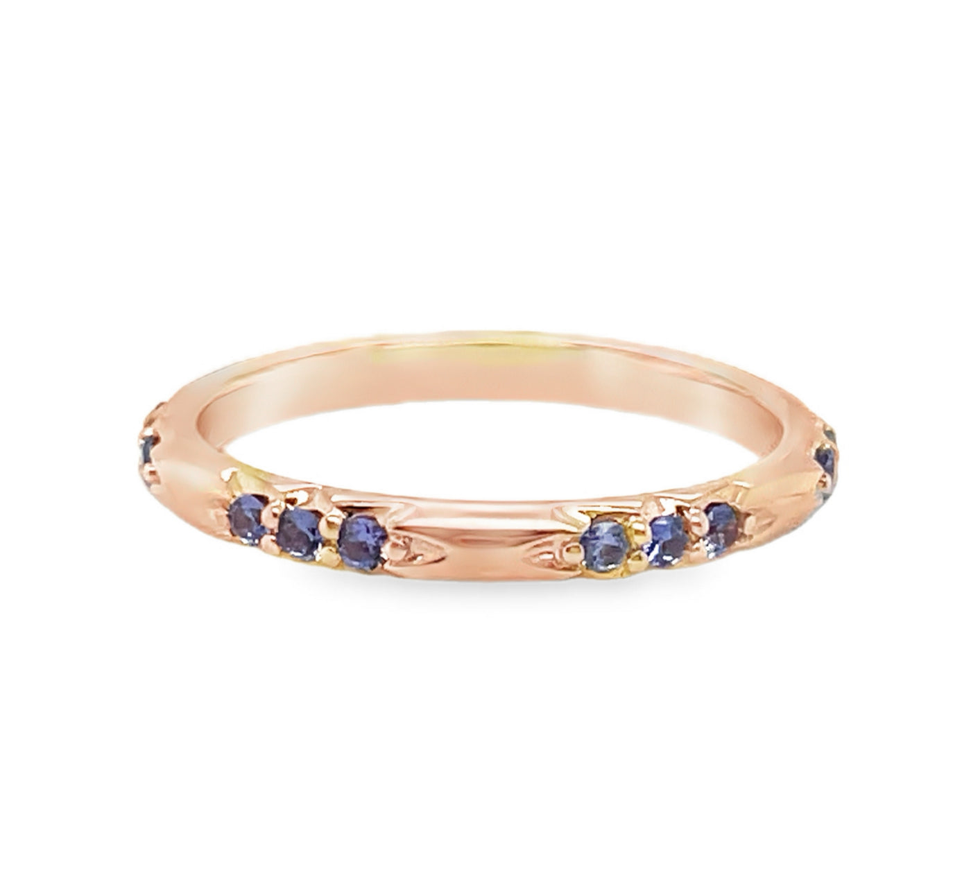 18K Rose Gold Lavender Sapphire Scattered Stackable Band Ring