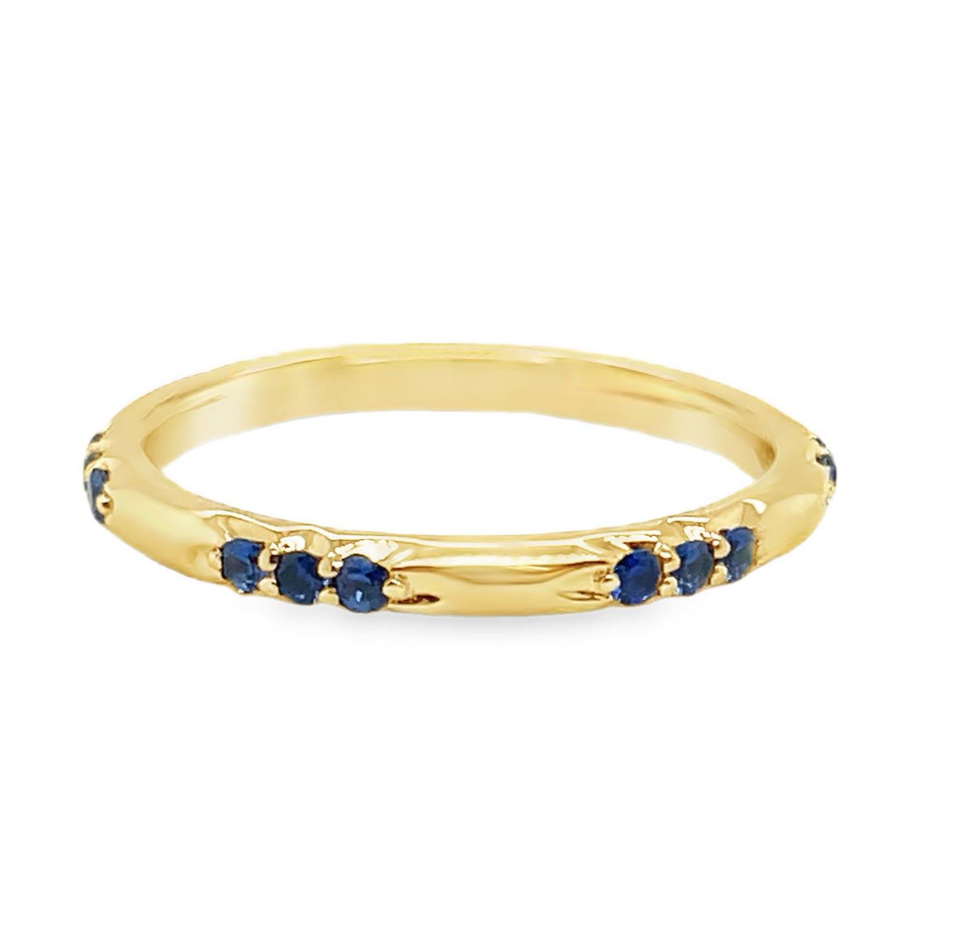 18K Yellow Gold Blue Sapphire Scattered Stackable Band Ring