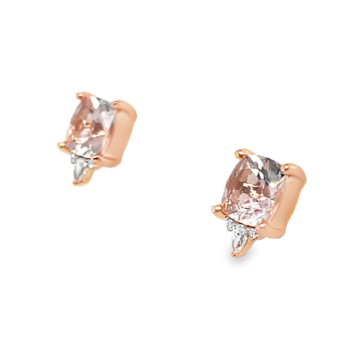 18K "Elouise" Morganite and Diamond Stud Earrings