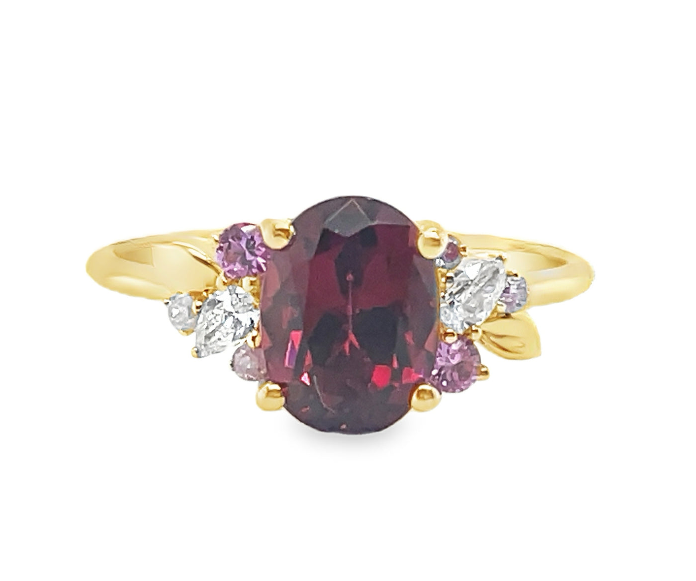 18K "Amelia" Multi-Stone Leaf Ring