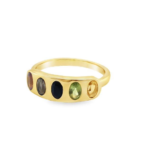 925 GP Multistone Tourmaline  Band Ring
