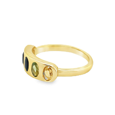 925 GP Multistone Tourmaline  Band Ring