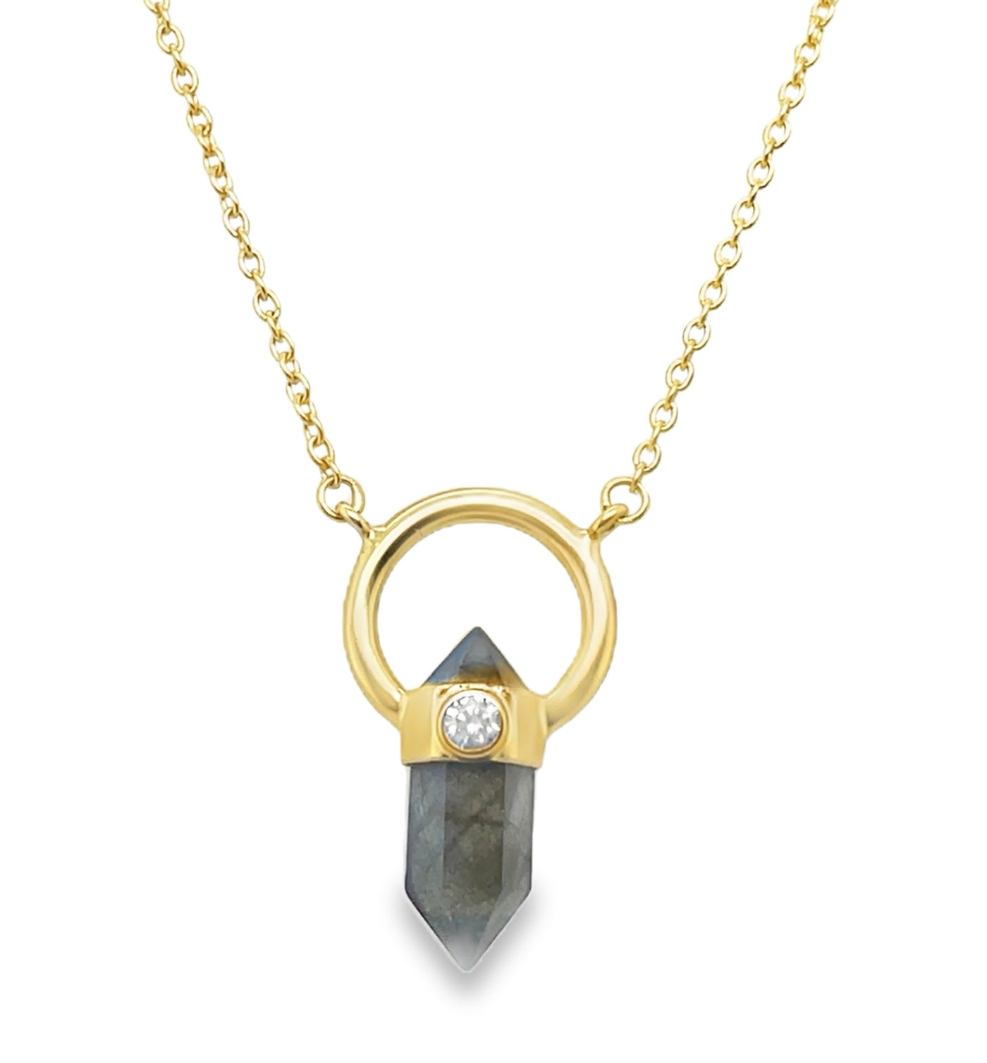 Gold Plated Sterling Silver Labradorite Pencil Necklace