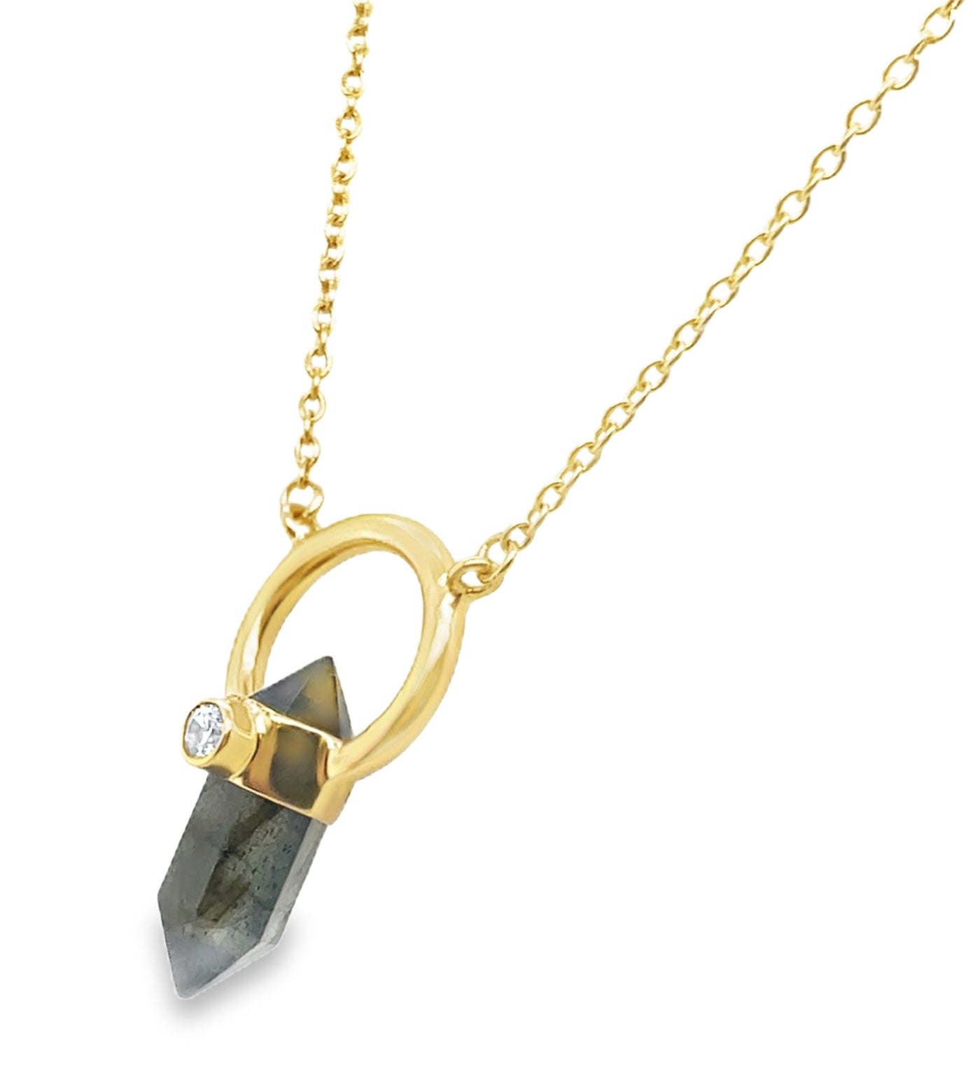 Gold Plated Sterling Silver Labradorite Pencil Necklace