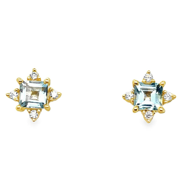Gold Plated Sterling Silver Blue Topaz Earring