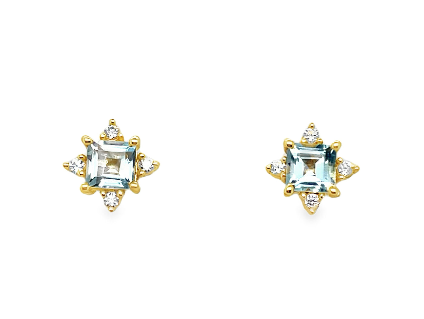 Gold Plated Sterling Silver Blue Topaz Earring