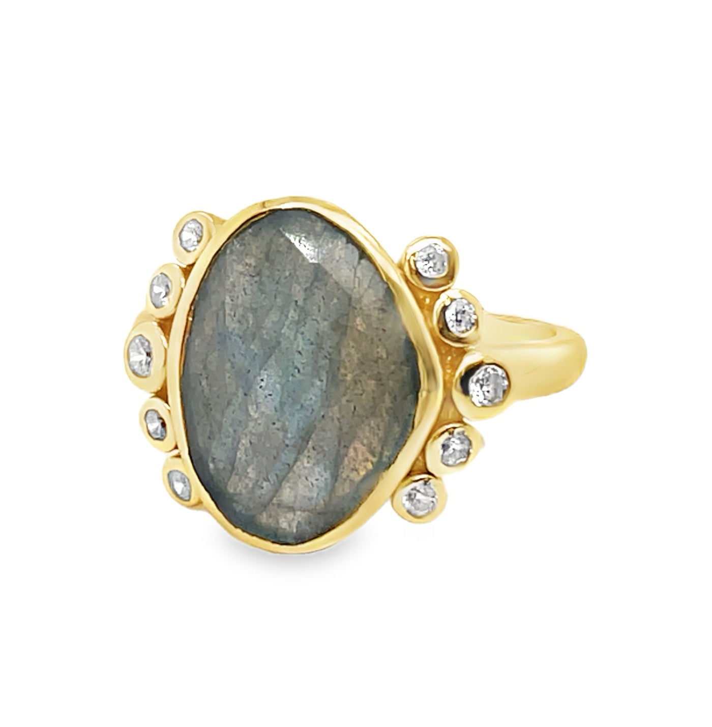 Gold Plated Sterling Silver Faceted Gemstone Ring