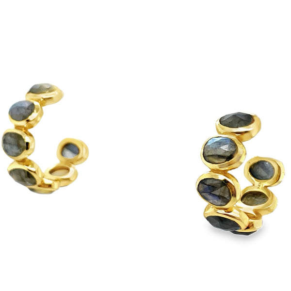 Gold Plated Sterling Silver Labradorite Huggie Hoop