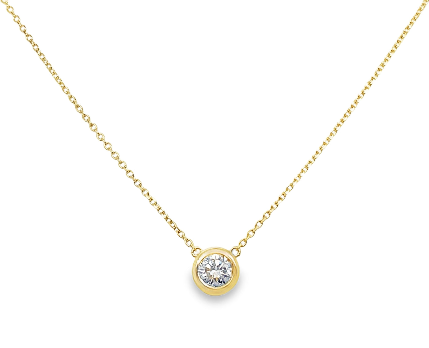 14K Bezel Set Diamond Solitaire Necklace