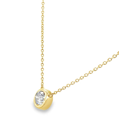 14K Bezel Set Diamond Solitaire Necklace