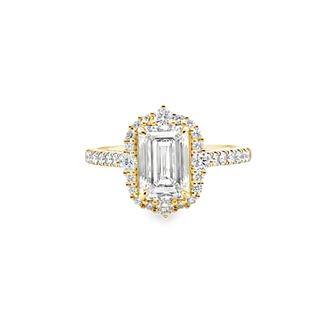 14KY E/VS1 IGI Emerald Cut LAB Diamond and Natural Accents Ring