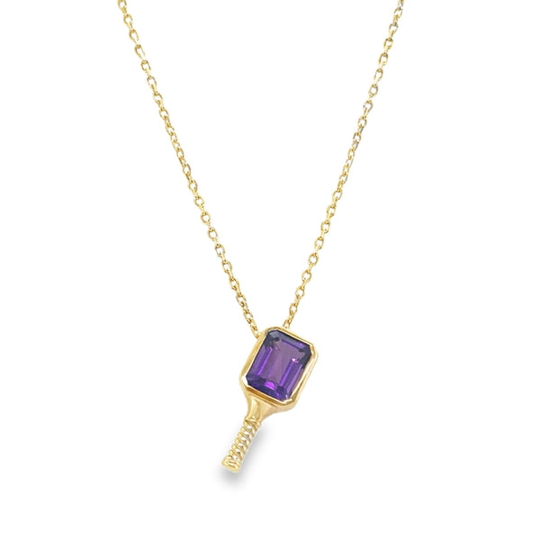 14KY Amethyst Athena Charm and Cable Chain