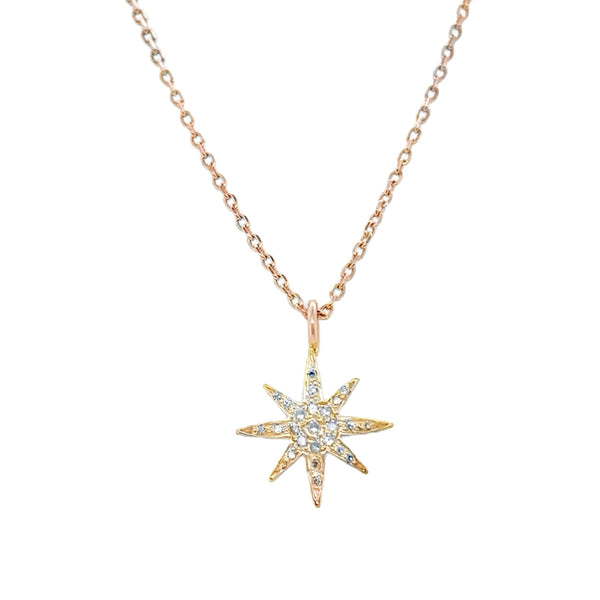 14K Diamond Starburst Charm