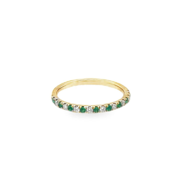 18k Alternating Emerald and Diamond  Ring