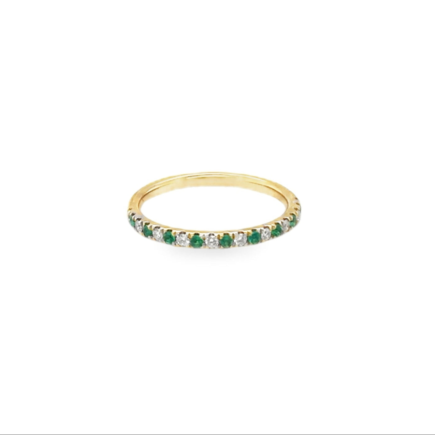 18k Alternating Emerald and Diamond  Ring