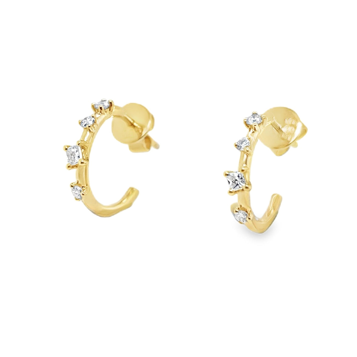 14KY 4-Stone Diamond Micro Hoop