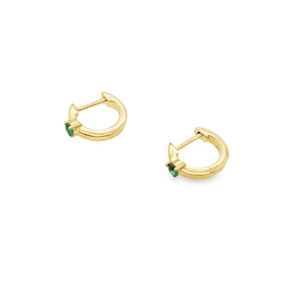 14KY Dainty Emerald Hoop