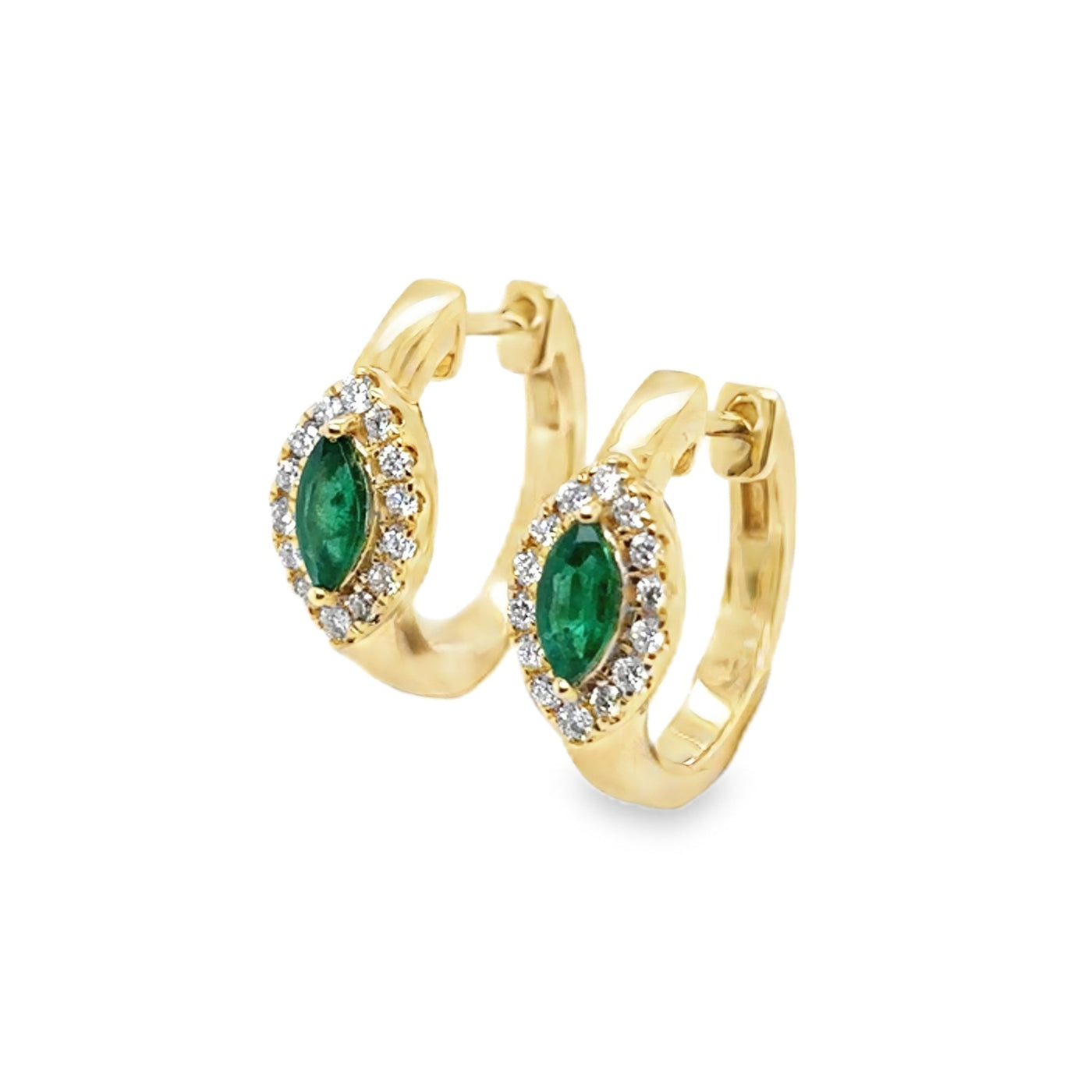 14KY Emerald Evil Eye Hoop