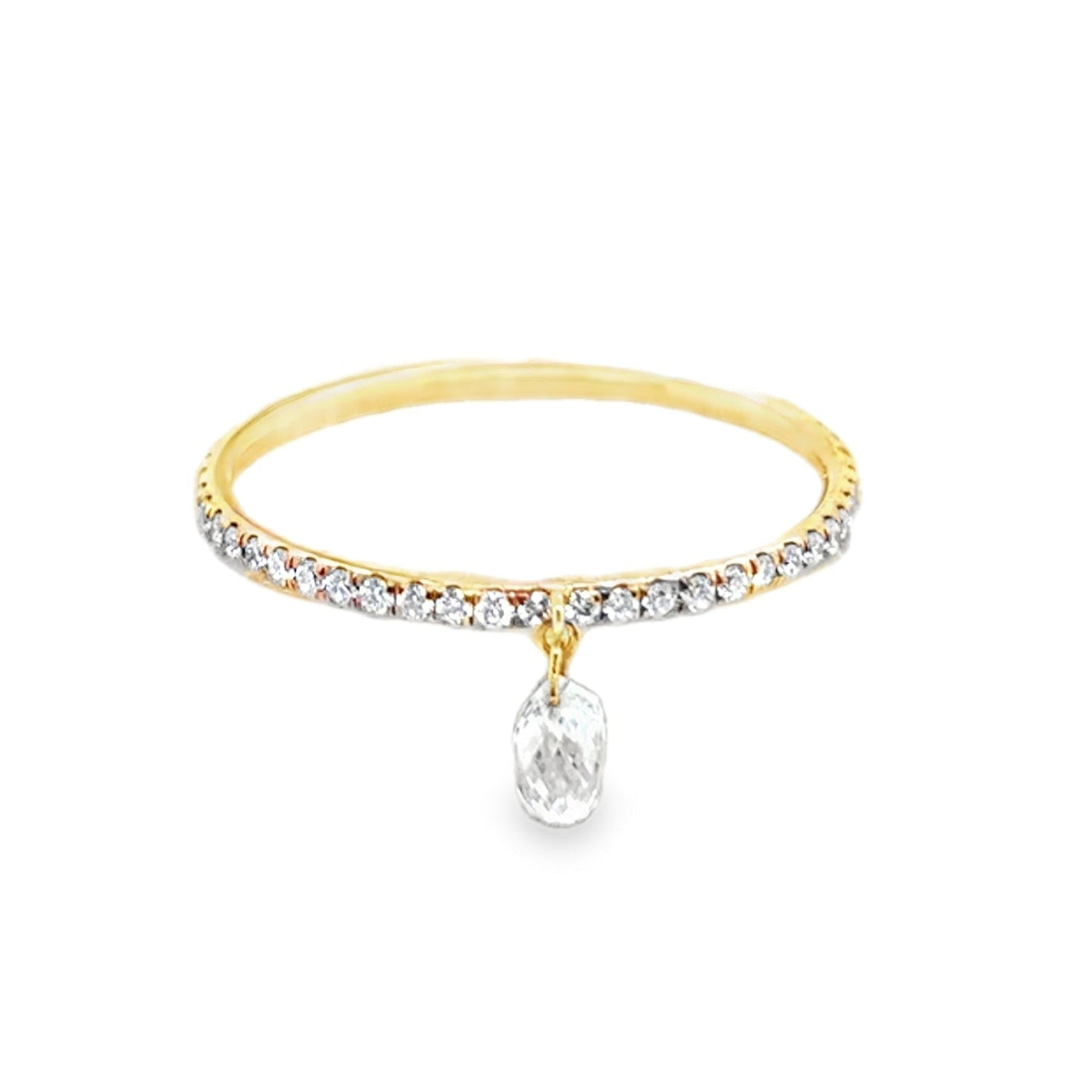 18KY Briolette Diamond Dangling Straight