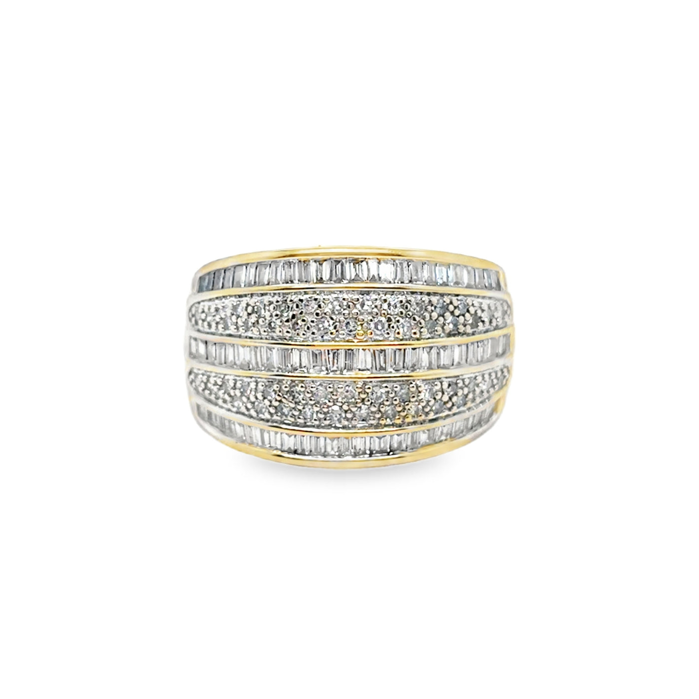 14KY Mutli Band Baguette/Diamond Ring