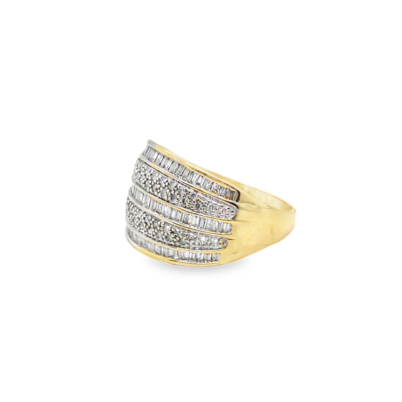 14KY Mutli Band Baguette/Diamond Ring