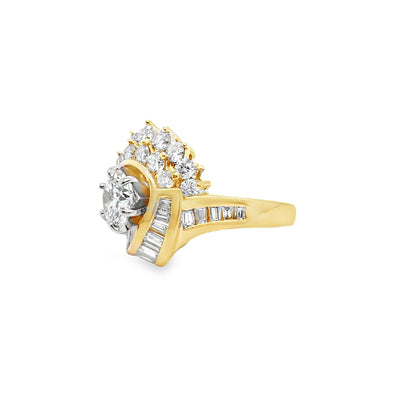 14KY SI1 J Diamond Ring with Accents
