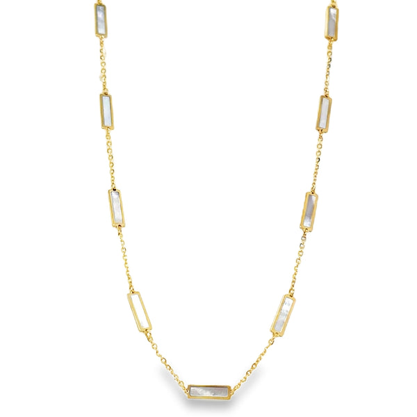 14KY MOP Bar Inlay Necklace