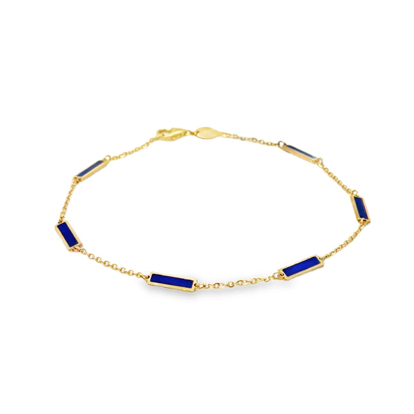 14KY Lapis Bar Inlay Bracelet
