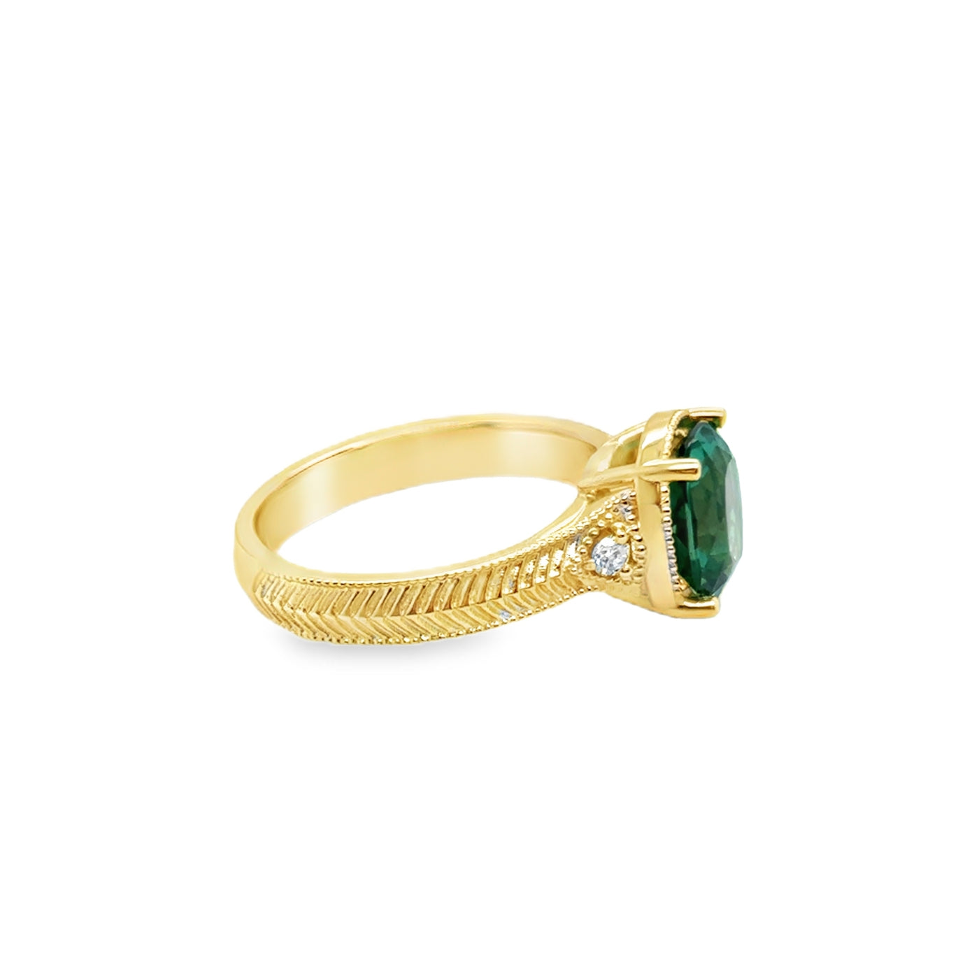 14KY Lagoon Tourmaline Cushion "Taylor Swift" Ring