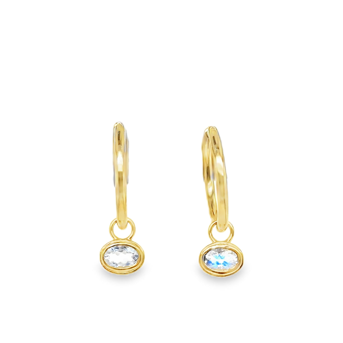 14KY Moonstone "Charmed" Hoop Dangle Earring