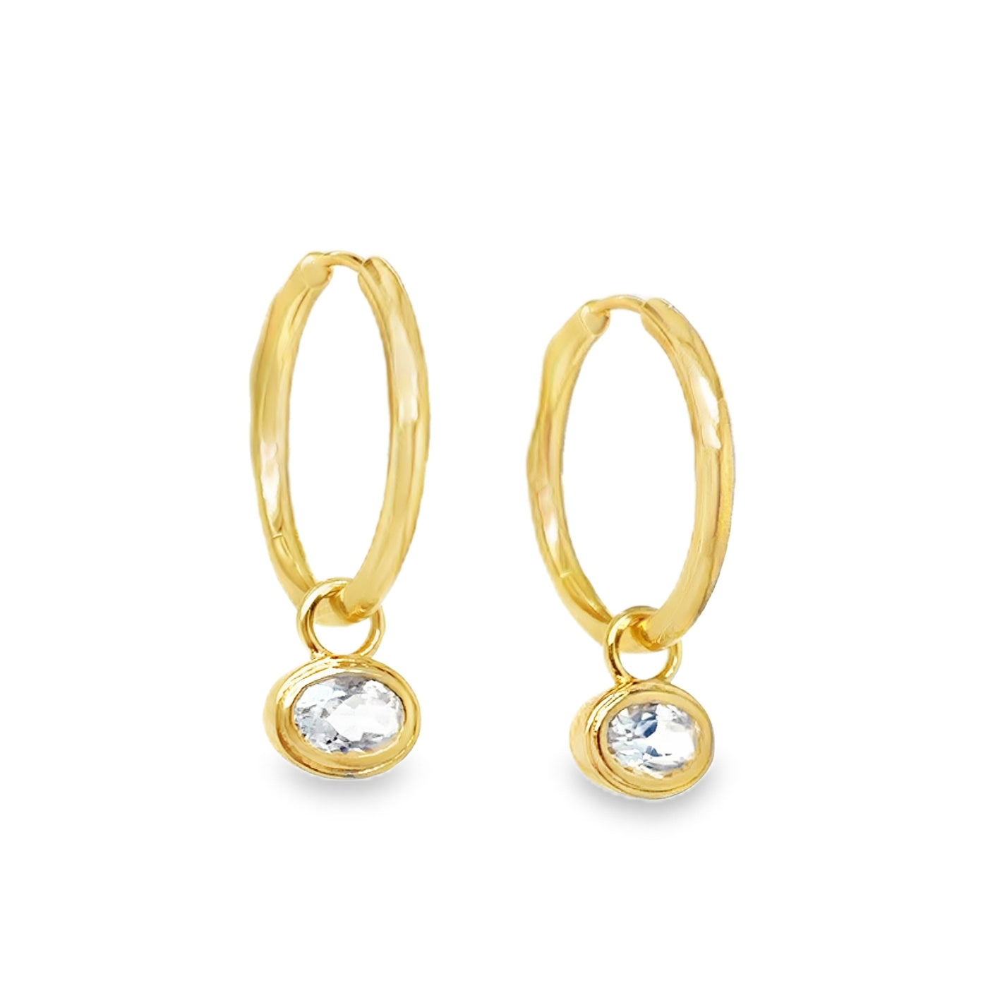14KY Moonstone "Charmed" Hoop Dangle Earring