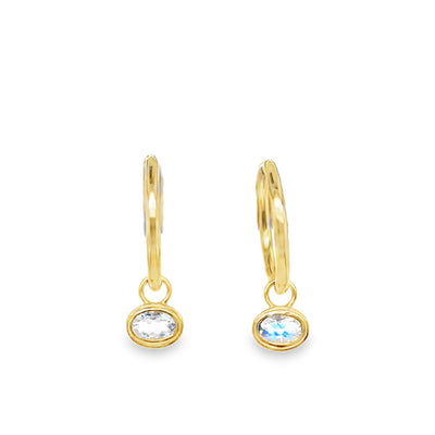 14KY Moonstone "Charmed" Hoop Dangle Earring