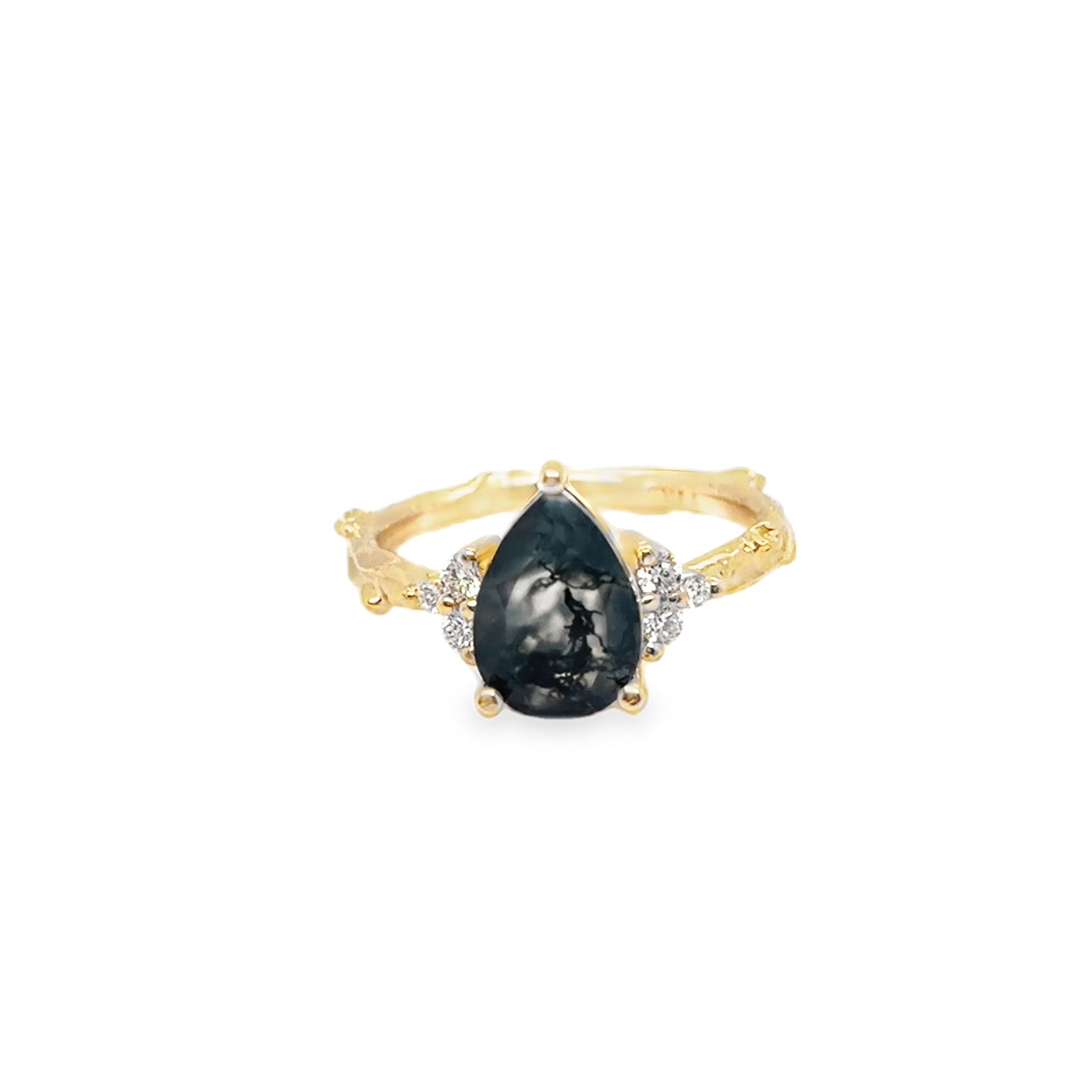 RS 14KY Pear Moss "Twiggie" Ring