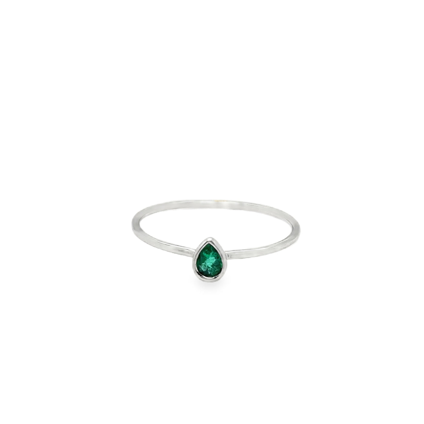 18KW Emerald Pear Stacker Ring
