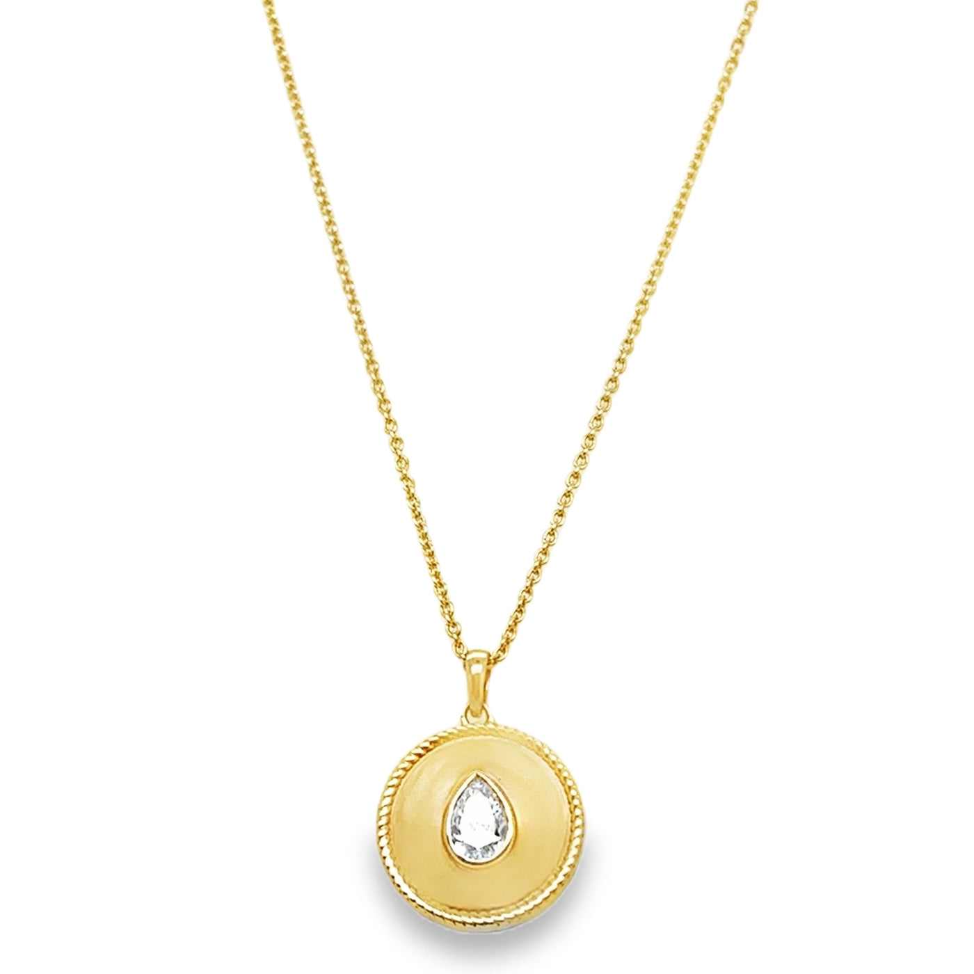 14KY Diamond Medallion Cable Chain Necklace