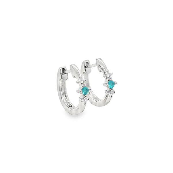 14KW Paraiba Tourmaline Huggie Earring