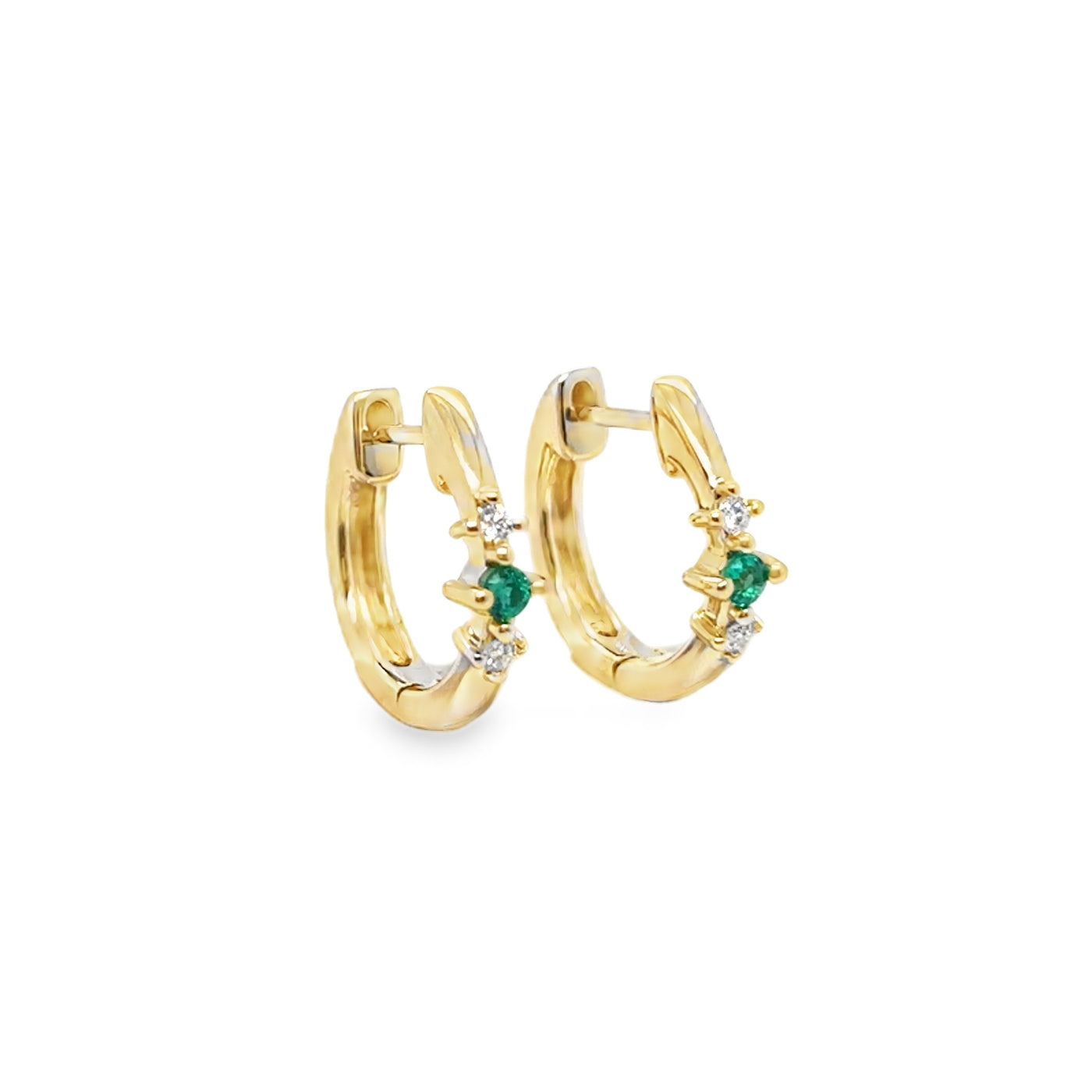 14K  Emerald Huggie Earring