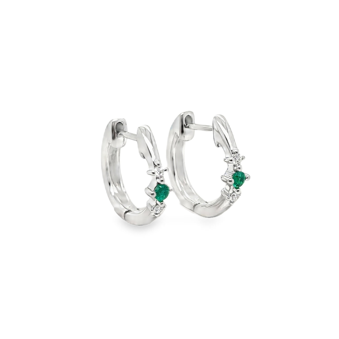 14K  Emerald Huggie Earring