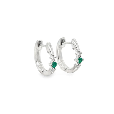 14K  Emerald Huggie Earring