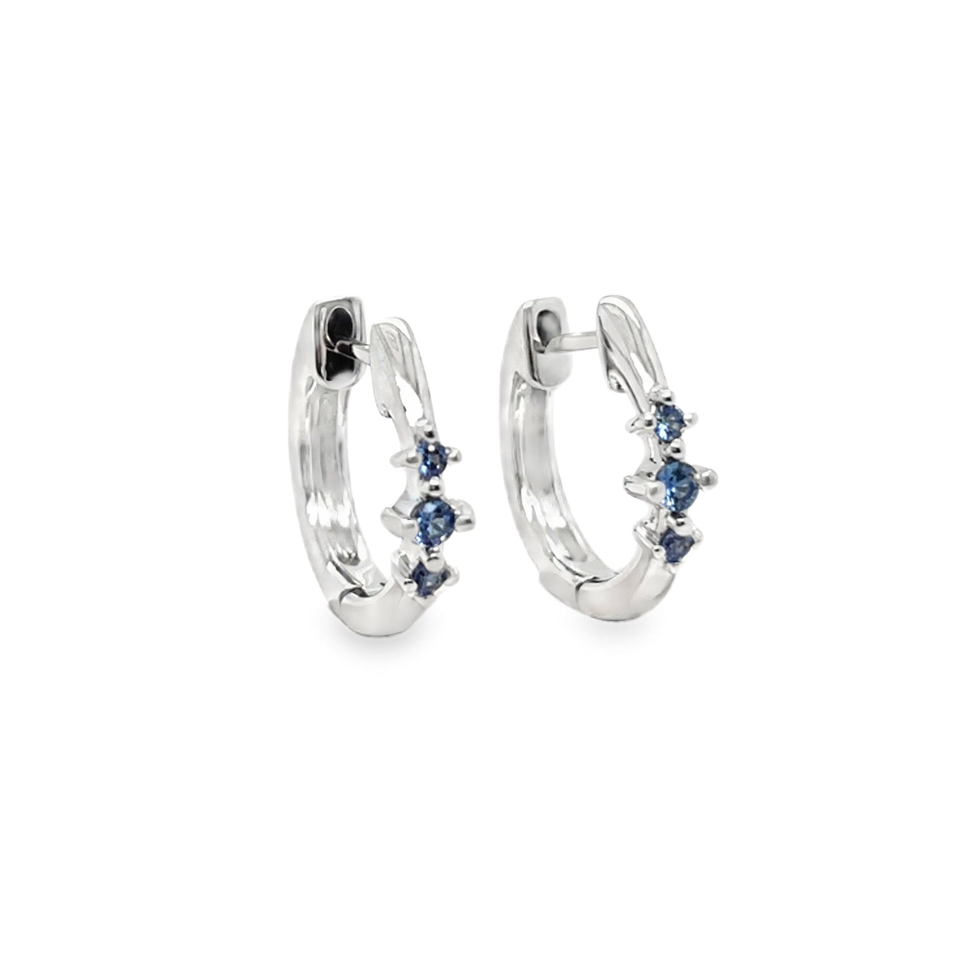 14K Blue Sapphire Huggie Earring