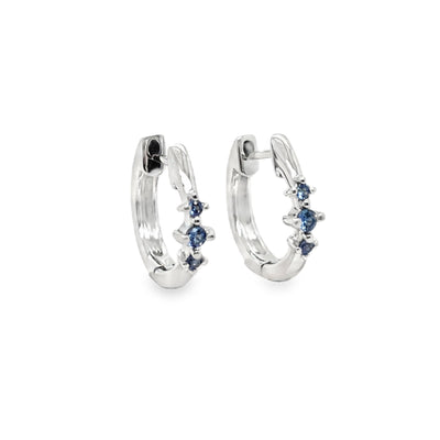 14K Blue Sapphire Huggie Earring