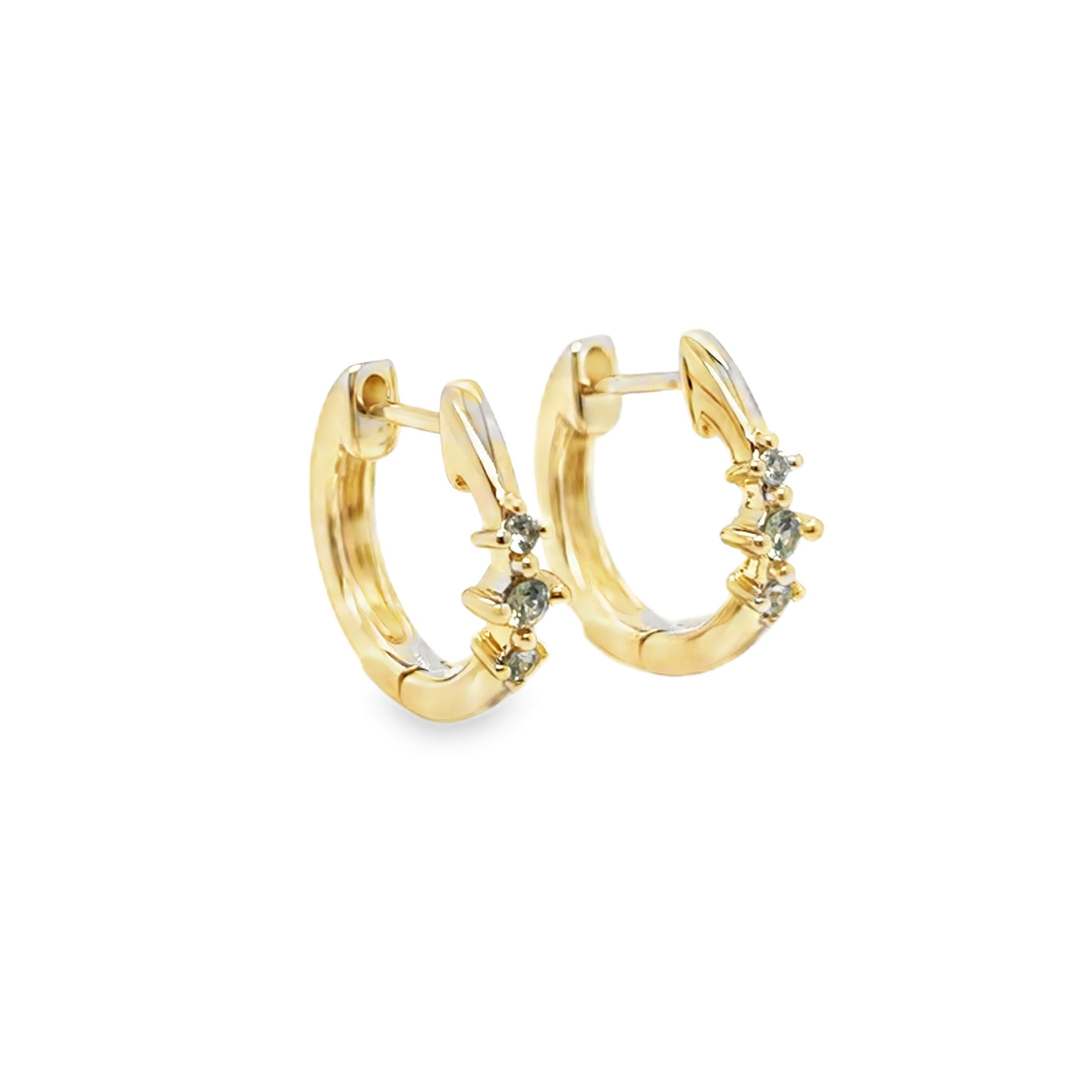 14K Green Sapphire Huggie Earring