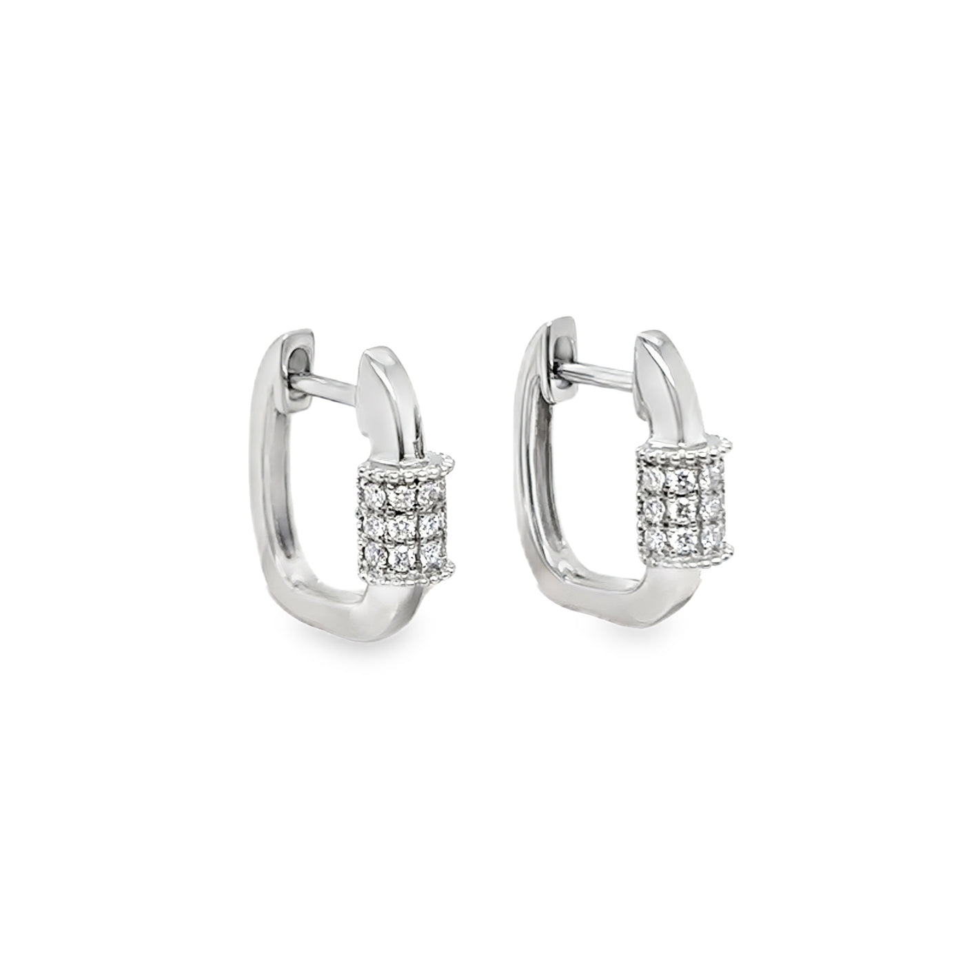 14KW Diamond Carabiner Style Huggies