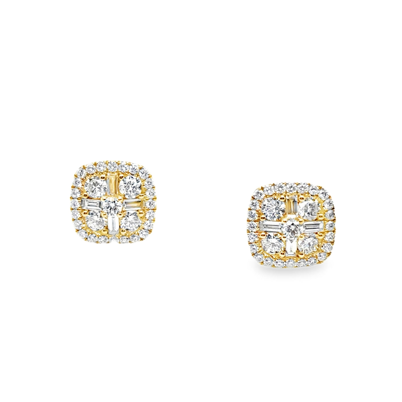 14KY Cushion Style Diamond Studs