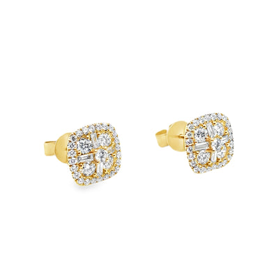 14KY Cushion Style Diamond Studs
