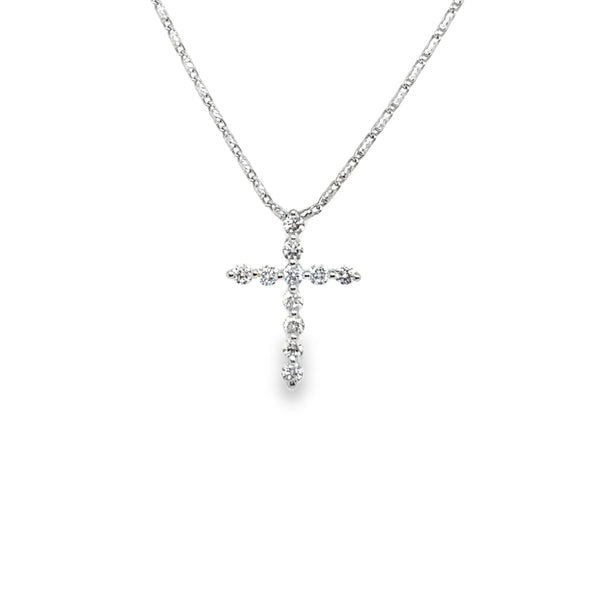 14KW Round Diamond Cross Slider Charm