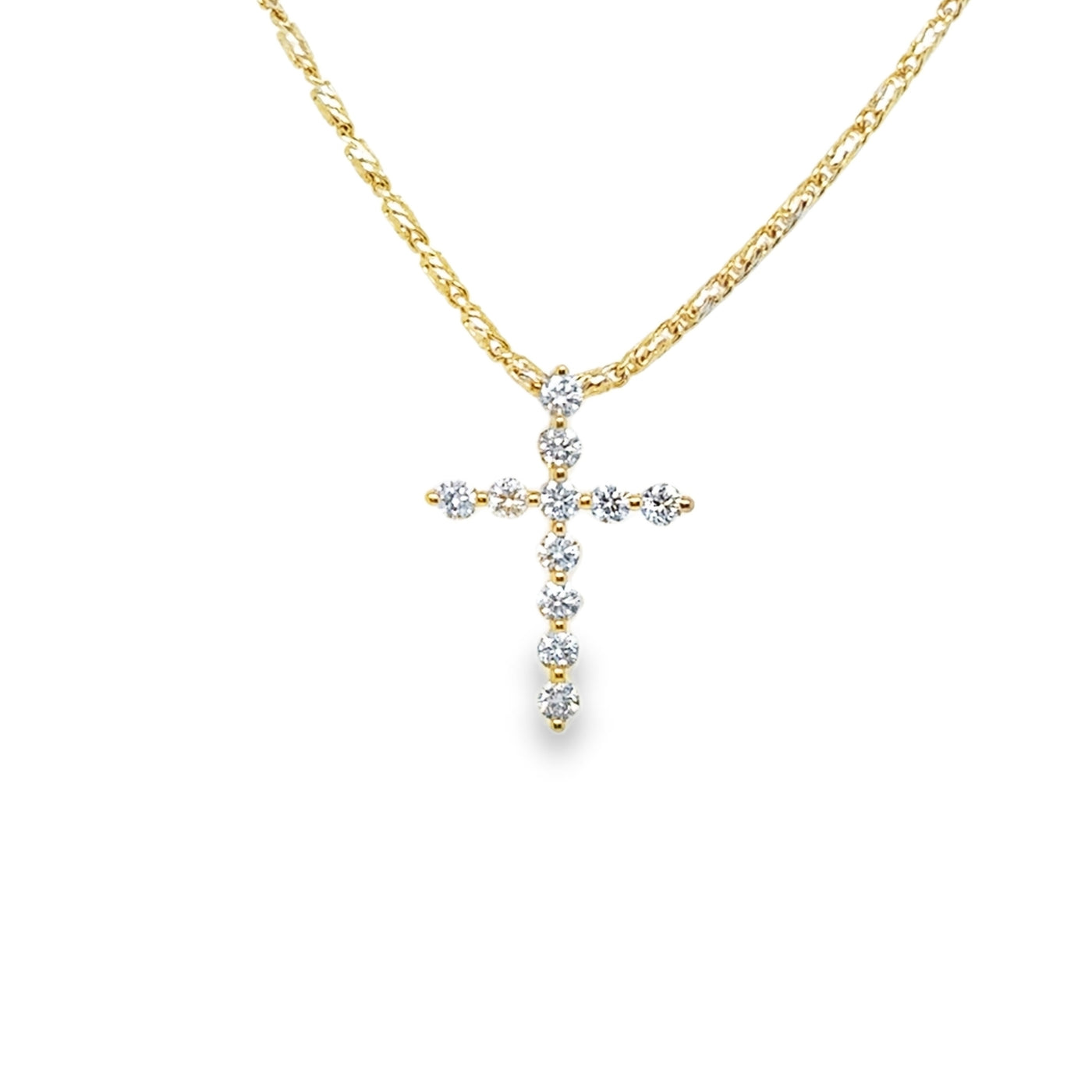 14KY Round Diamond Cross Slider Charm