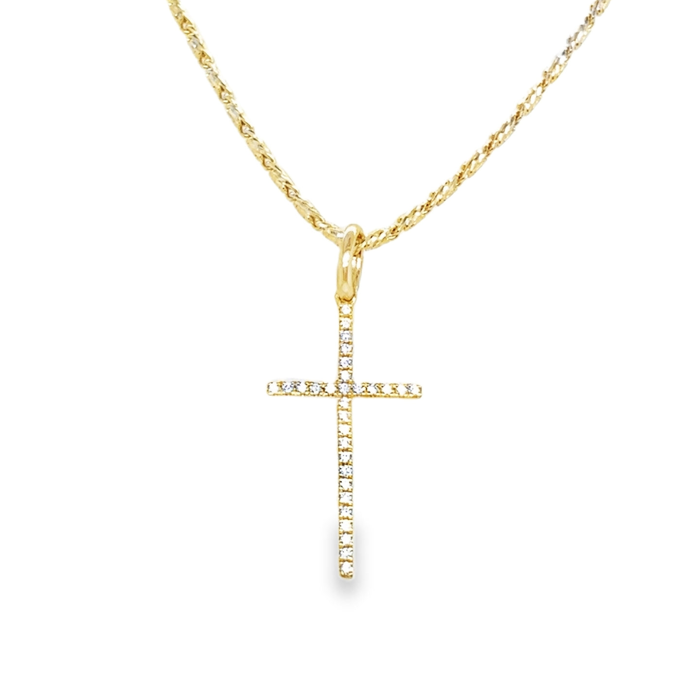 14KY Diamond Elongated Cross Charm