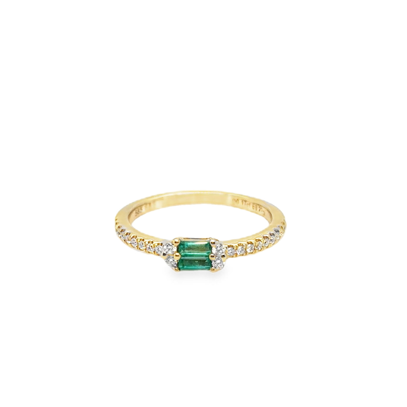 14KY Emerald and Diamond Stackable Ring
