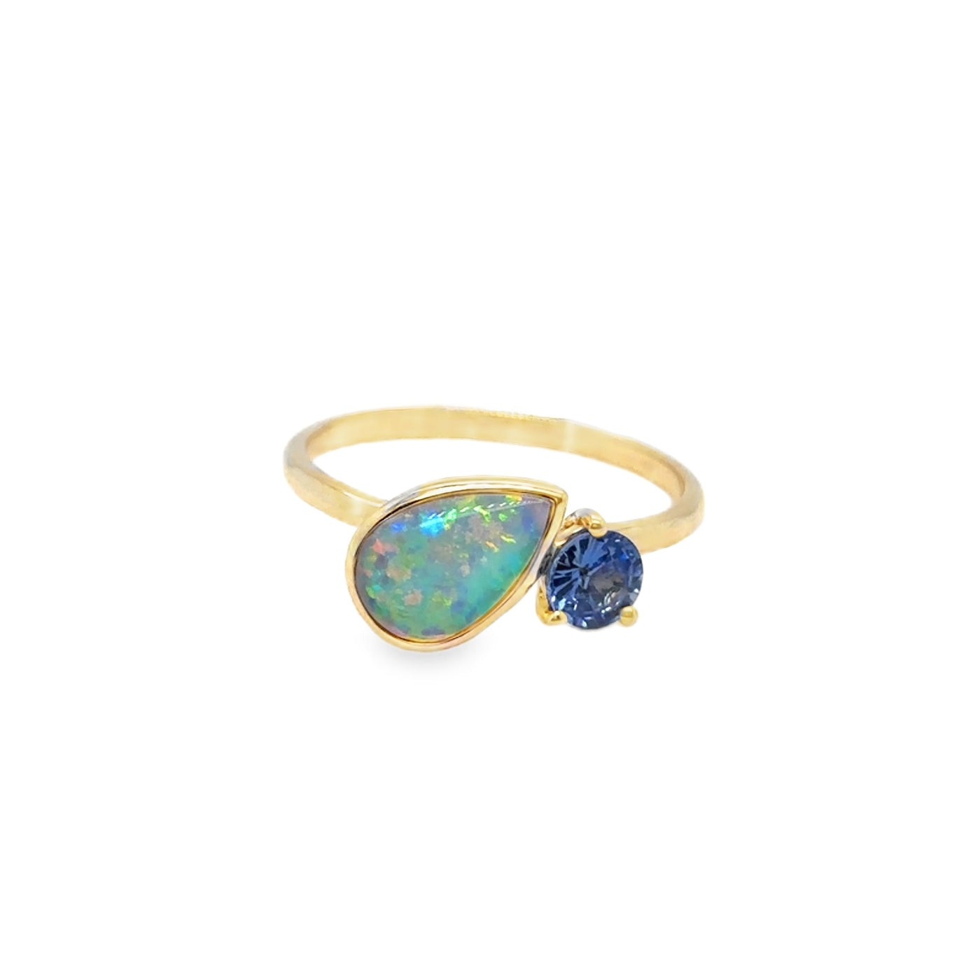 14KY Toi Et Moi Opal and Sapphire Ring